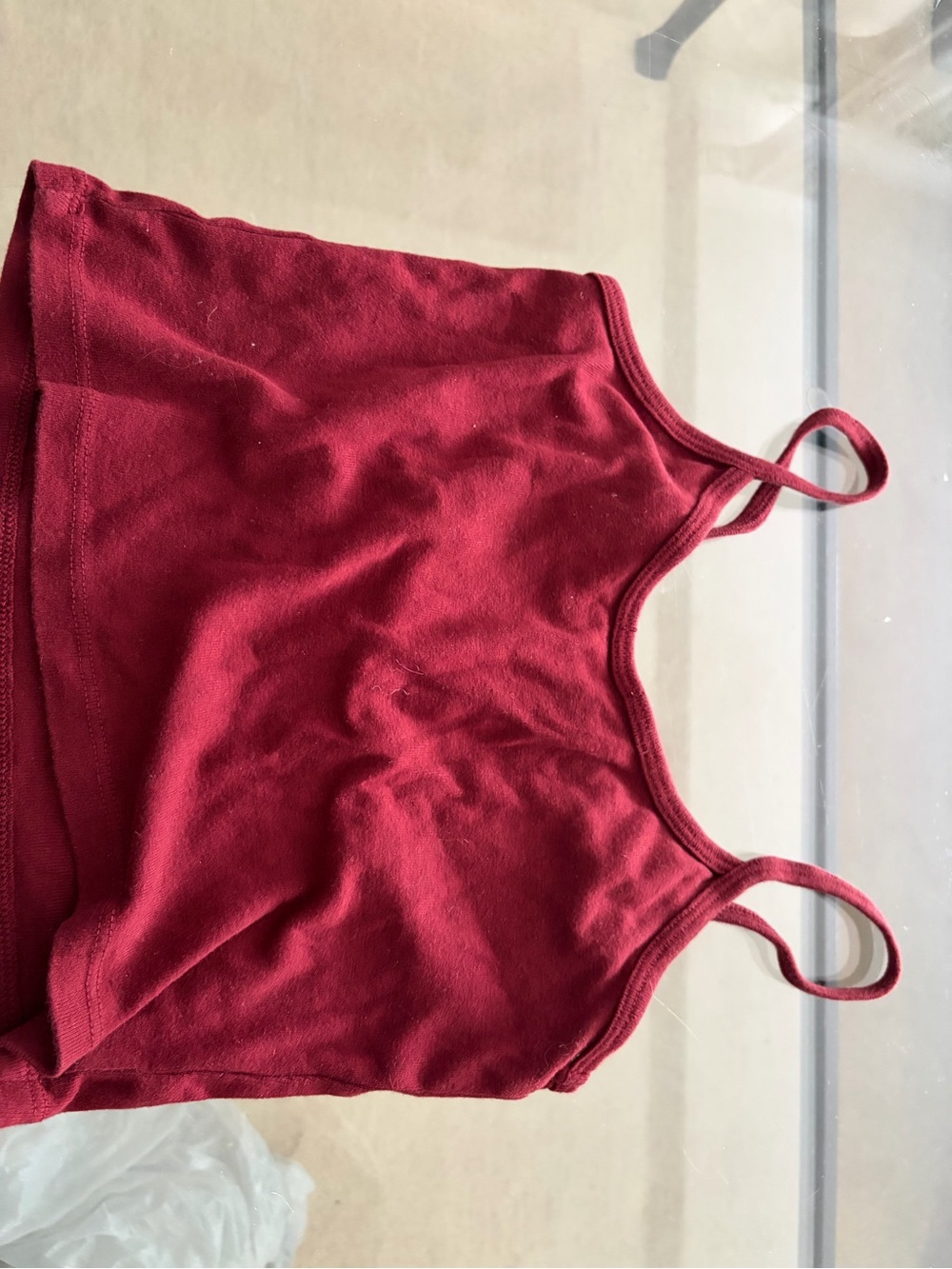 Brandy Melville Burgundy Cropped Ribbed Tank Top